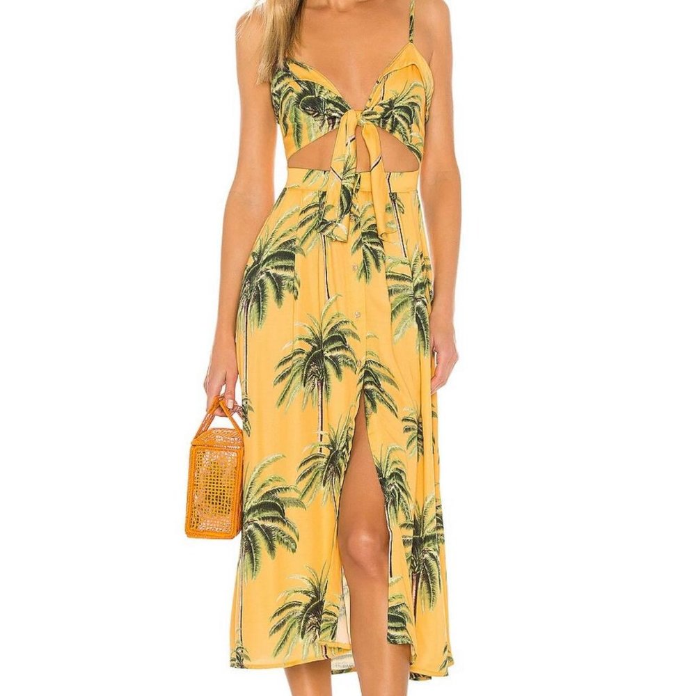 NWT Tropical Print Yellow Karen Dress Agua Bendita